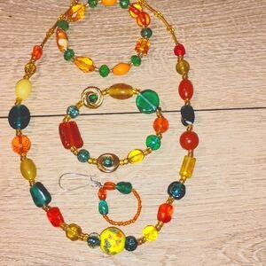 Hand made necklace with two bracelets